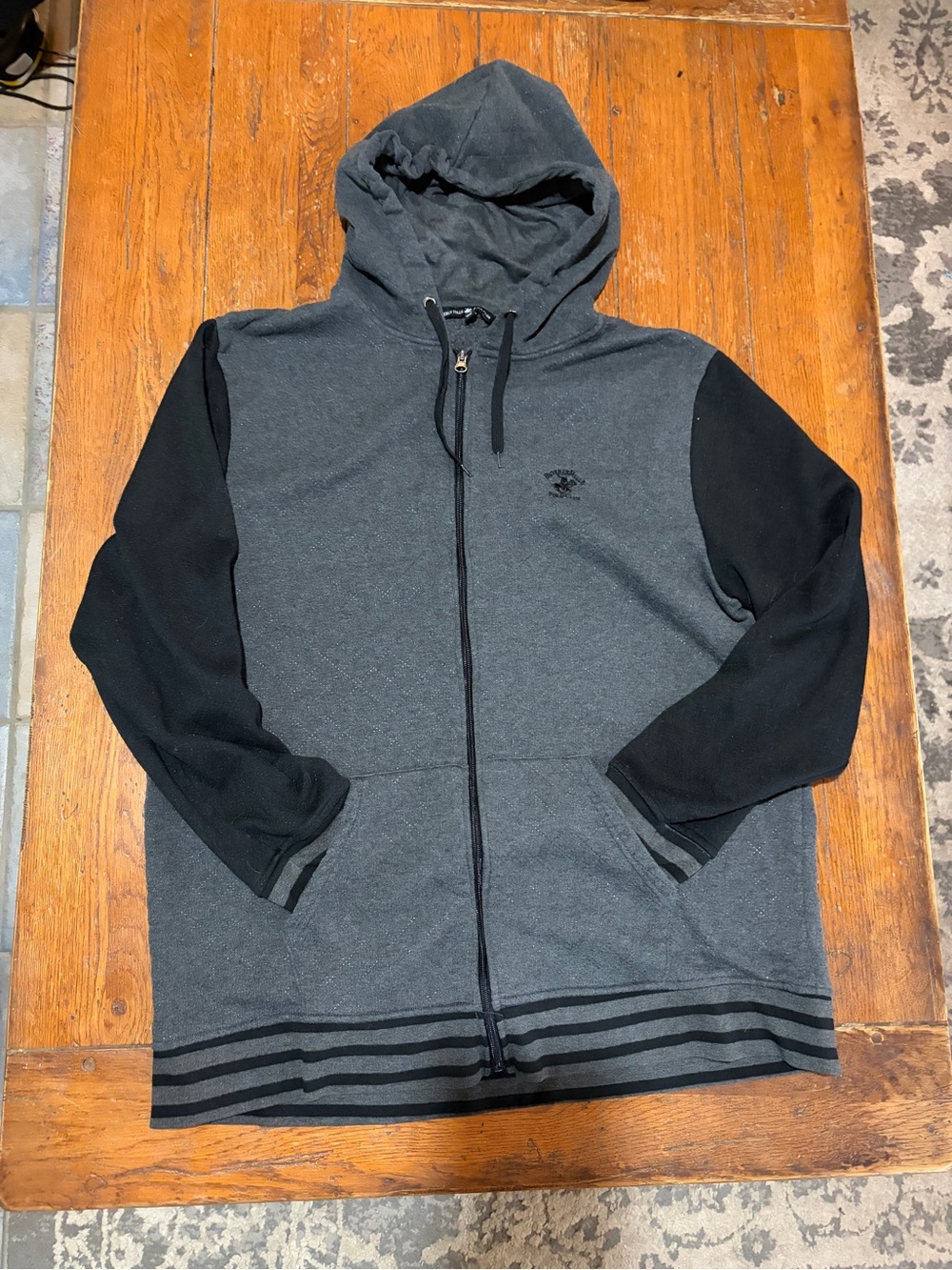 Beverly Hills Polo Club Gray and Black Zip-Up Hoodie Sweater